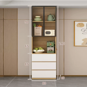Custom Modern Sideboard with Glass Doors ?C Tall Kitchen Storage Cabinet (Model K)