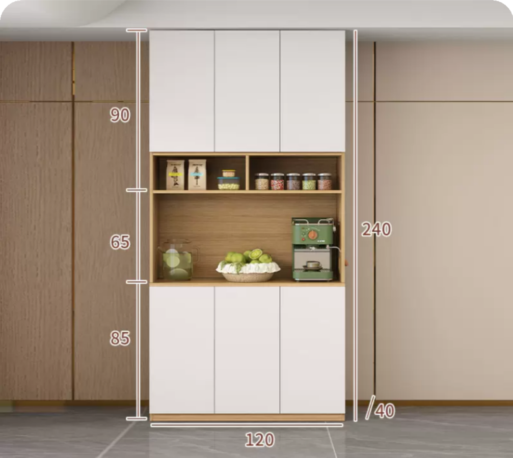 Custom Modern Sideboard with Glass Doors ?C Tall Kitchen Storage Cabinet (Model L)