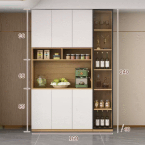 Custom Modern Sideboard with Glass Doors ?C Tall Kitchen Storage Cabinet (Model M)