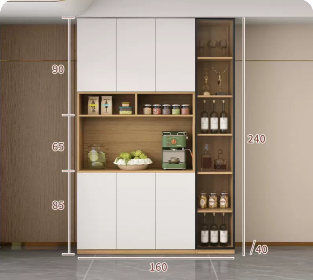 Custom Modern Sideboard with Glass Doors ?C Tall Kitchen Storage Cabinet (Model M)