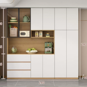 Custom Modern Sideboard with Glass Doors ?C Tall Kitchen Storage Cabinet (Model F)