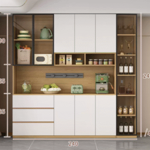 Custom Modern Sideboard with Glass Doors ?C Tall Kitchen Storage Cabinet (Model R)