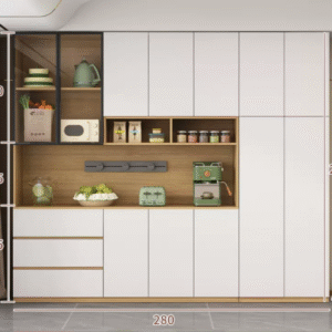 Custom Modern Sideboard with Glass Doors ?C Tall Kitchen Storage Cabinet (Model O)