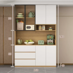 Custom Modern Sideboard with Glass Doors ?C Tall Kitchen Storage Cabinet (Model B)