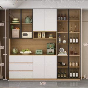 Custom Modern Sideboard with Glass Doors ?C Tall Kitchen Storage Cabinet (Model C)