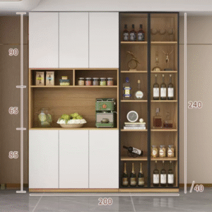 Custom Modern Sideboard with Glass Doors ?C Tall Kitchen Storage Cabinet (Model G)