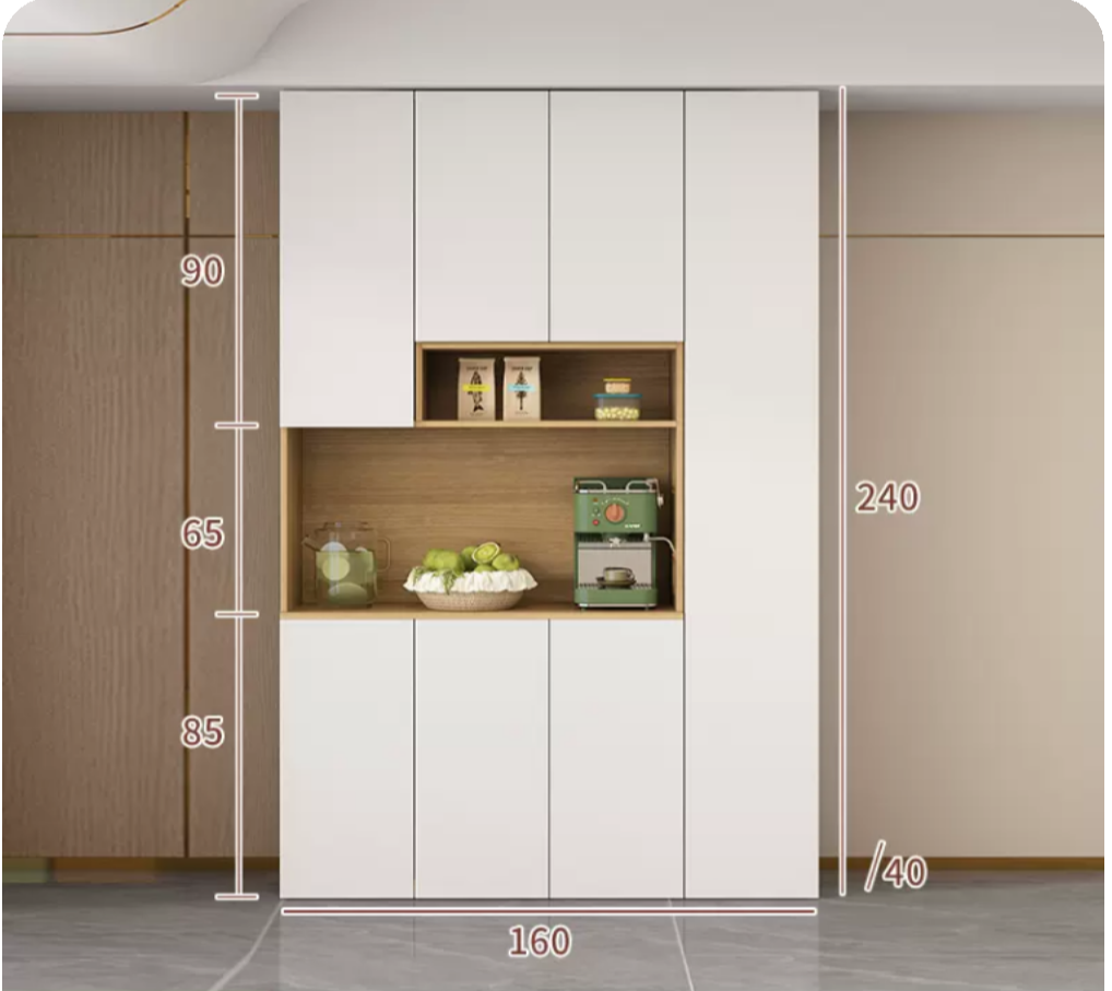 Custom Modern Sideboard with Glass Doors ?C Tall Kitchen Storage Cabinet (Model S)